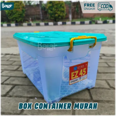 Box Container Penyimpanan CB 45 Liter Murah Serbaguna EZY Kotak Kontainer Plastik Transfaran BPA FREE dan kb 50 Akako Box Hitam