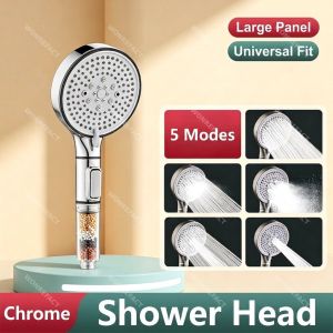 Filtered High Pressure Showerhead 5Modes Water Boost Hand Spray Anti-Scald Pause Switch Impurity Remover For Banyo