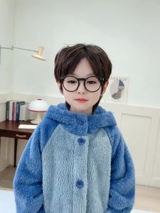 Stitch 2025 Autumn Winter Kid Cartoon Plush Thick Warm Hooded Bathrobe Toddler Flannel Cute Pajamas Sleepwear Children Nightgown