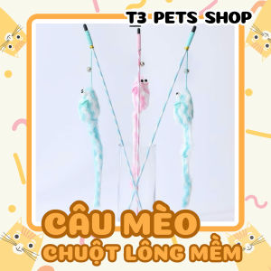 đồ chơi cây câu mèo hình chuột giả dành cho mèo - T3 PETS SHOP