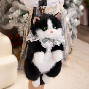 COLOO Super Realistic Simulated Puppet Cat Backpack Cute Stuffed Animals Plush Cat School Bags Preschool Travel Storage Animals Plush Bag Boys Girls