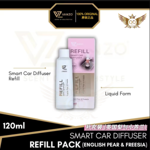 Vanzo Smart Car Diffuser 智能汽车香薰机 Car Perfume Air Freshener Pewangi Kereta Refill Pack 补充装 Secret Musk秘密麝香 Classcic Blossom经典花香 English Pear Freesia