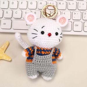 YUDESHUI Trang trí túi xách Móc khóa hình thú đan len Dây Treo Ba Lô Dệt thủ công dây chuyền hình con vật Dễ thương Giá đỡ chìa khóa xe Móc khóa búp bê móc len Quà tặng bạn bè