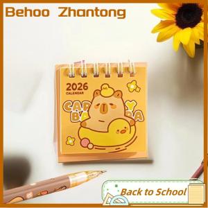 Behoo 1Pcs 2026 Cute Capybara Panda Desk Calendar Portable Desktop Decoration Schedule Planner Mini Calendar Office School Supplies