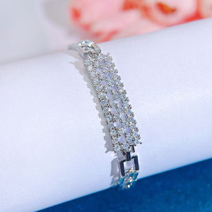 SEQUITO Charming Prom Party Bracelet White Gold Plated Full Micro Pave Tiny AAAAA Cubic Zirconia Sparkly Crystal Pendant Bracelet Party Decoration B328