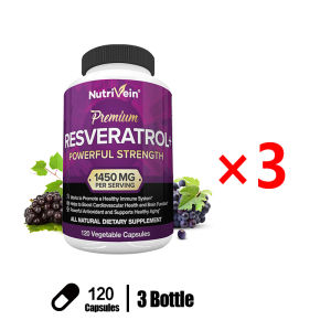 Nutrivein Resveratrol 1450 mg - Antioxidant Supplement 120 Capsules - Supports Healthy Anti-Aging Immune Boost Brain & Joint Support - With Green Tea Leaf Acai Berry