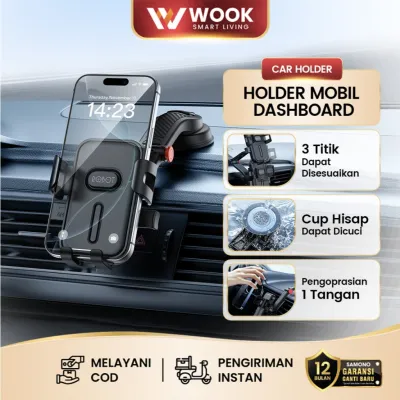 ROBOT Holder HP Mobil Dashboard Kaca Car Phone Holder Vacuum Suction Cup Kuat 360° One Touch Automatic Lock Universal Horizontal Vertikal RT-CH14 Pro