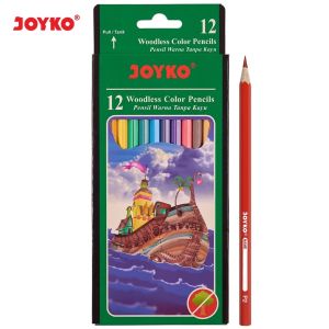 Pensil Warna Panjang 12 Warna Joyko Woodless Color Pencils Hexagonal Grip CP-103