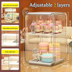 Luxury Baby Cutlery Storage Box /3/4layers Removable adjustable partition seal Dust-proof Insect-proof Baby Bottle Food Tools Milk Powder Box Feeding Tools Lockers Cup Storage Rack baby bottle storage organizer baby storage box