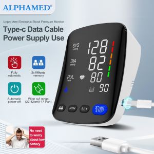 【Original 】ALPHAMED Automatic Upper Arm Cuff Digital Sphygmomanometer High-End LED Curved Screen 2x199 Memory 22.1-43.18 cm Blood Pressure Cuff USB Powered C-Cable Included for Home Use - Gifts for Family & Friends (Batteries Not Included