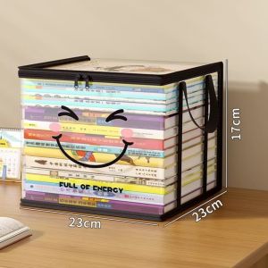 LUQIU với khuôn vui vẻ Hộp lưu trữ hình vuông Dung lượng lớn có nắp Thùng Đa Năng Di động Chống thấm nước Thùng tổ chức Sách