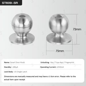 [HDB flats only]Round Smart Lock Fingerprint Lock Cylindrical Door Lock Cylinder Lock Bedroom Lock Round Door Lock