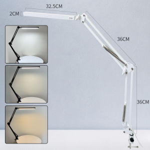 Modern LED Desk Lamp With Sturdy Clamp Long Arm Adjustable Table Light For Dorm Studio Drawing Reading 3 Modes 10 Brightness Eye Protection USB Desk Accessories