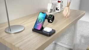 4 in 1 Foldable Wireless Charging Station For Galaxy Watch Chargers 4/3 S24 S23 S22 S21 iPhone15 14 13