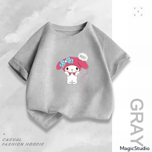 JOY Pakaian Anak Bayi Kaos Babyterry 100% Leher Bulat Lengan Pendek Pola Melodi Lucu Anak Perempuan Kain Lembut dan Nyaman