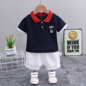 Childrens Clothing Set Baby Summer Cute Little Bear Print Top+Casual Shorts Two Piece kids Clothing Set