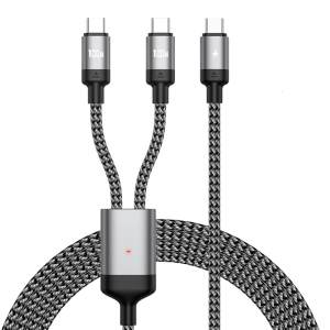 Flexible USB C Cable PD100W Fast Charging Flexible Nylon Braided Line 1 to 2 Splitter For Phone 16