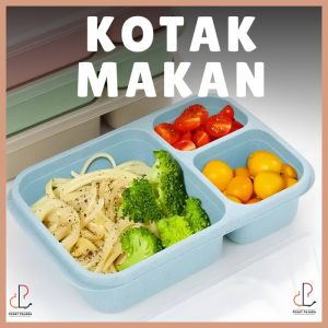 Kotak Makan Bekal Plastik 3 Sekat Food Container Microwaveable Catering Box Tempat Wadah Makanan Kedap Udara Anti Tumpah Bocor