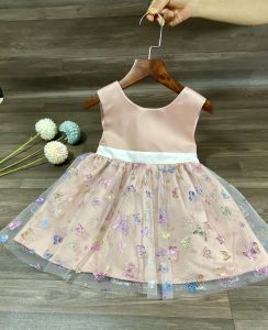 Đầm công chúa bé gáiváy trẻ em hai lớp phối lưới cao cấp BITIKIDS size từ 0-8 tuổi (8-35kg)