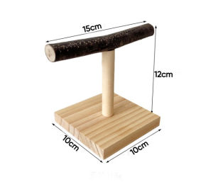 🇸🇬 Natural Wood Parrot Perch T Stand: Bird Training Toy & Desktop Interactive Play Station with Feeding Bowl