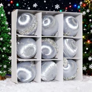 RBRY 16Pcs/set 8 CM Christmas Balls Ornaments Silk 9 Pcs Christmas Tree Ornaments Festive Hanging Style Flocking Christmas Ornaments Christmas Party