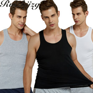 เสื้อเชิ้ตกล้าม Singsinglet เสื้อแขนกุดผ้าฝ้ายผู้ชาย เสื้อกล้ามคอกลมสำหรับกีฬา คู่ความหลายคอกลม L XL XXL XXXL 4XL สีดำสีขาวเทา