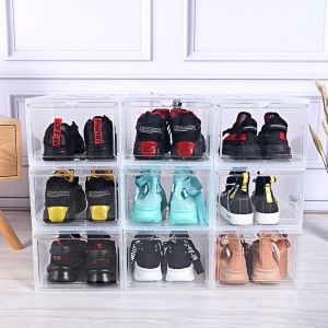 Combo 5 Hộp Đựng Giày Nhựa Cứng Cao Cấp Nắp Trong Suốt Size Lớn Cửa Nam Châm Lắp Ráp Tiện Lợi