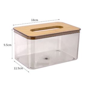 Transparent Tissue Holder Box Toilet Paper Roll Tissue Box Holder Container Tissue Storage Box Wood Cover