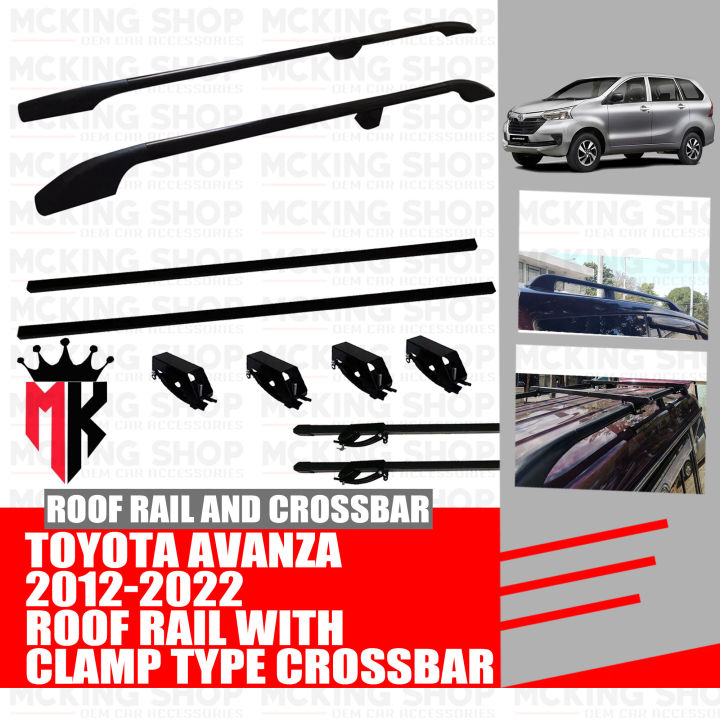 Toyota Avanza 2012-2022CLIP TYPE Aluminum Roof Rail No Drill Type Bundle  with Clamp Type Crossbar (Black) Lazada PH