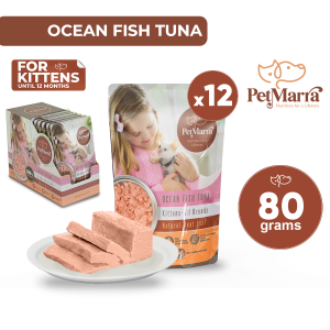 PetMarra Natural Meat Loaf Kitten Cat Wet Food Pouch Up to Ages 12 Month Ocean Fish Tuna Flavor 80g BUNDLE OF 12 PetMate