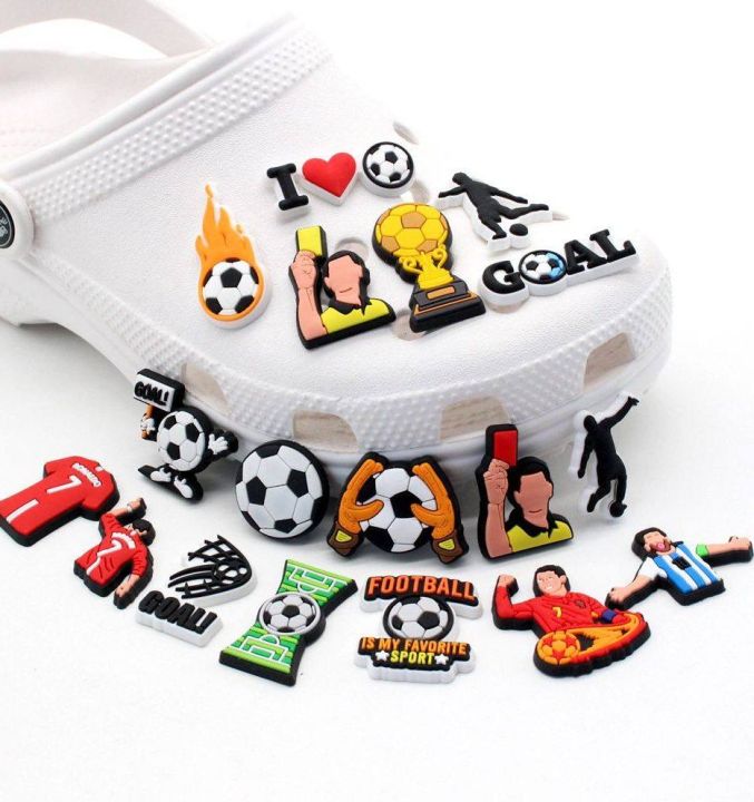 Đa Năng 1Pcs Phim Hoạt Hình Bóng Đá Croc Giày Charms Loạt JIBZ DIY Dép ...