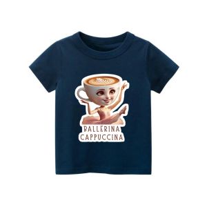 Kaos anak uniseks perempuan baju tshirt anak usia 2-12th cowok cewek atasan lengan pendek gambar anomali ballerina cappuccina