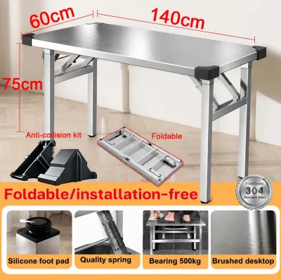 Foldable Table🔥Heavy duty 304 Stainless Steel Meja Lipat Dining Table Portable Table 不锈钢折叠桌