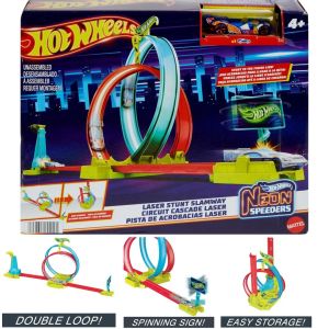 HOT WHEELS NEON SPEEDERS Laser Stunt Slamway Track Set