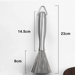 304 Stainless Steel Wok Brush Kitchen Cleaning Brush Pan Handle Cleaning Brush Dishwashing Brush Kitchen Cleaning Tools