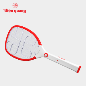 Vợt muỗi Điện Quang ĐQ EMR02 WR (trắng - đỏ) - Xả nhanh dòng điện chỉ 5s chống giật hiệu quả. Lưới vợt 3 lớp kim loại chống gỉ - BH 12 tháng