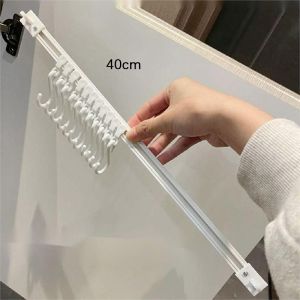 Self-adhesive Track Row Hooks Cabinet Hook Kitchen Bathroom Storage Rack Can Slide S-shaped Holder