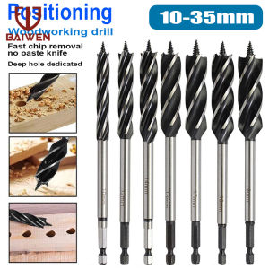 Auger Bit 10-35mm 4-Slot 4mm Shank สำหรับเจาะไม้เลื่อยรู ก้านหกเหลี่ยมและความเร็วสูงสำหรับงานไม้เจาะเหล็ก