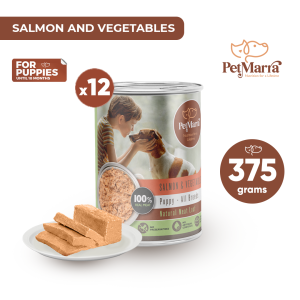 PetMarra Natural Meat Loaf Puppy Wet Food Can Salmon with Vegetables Flavor 375g BUNDLE OF 12 puppies pet foods