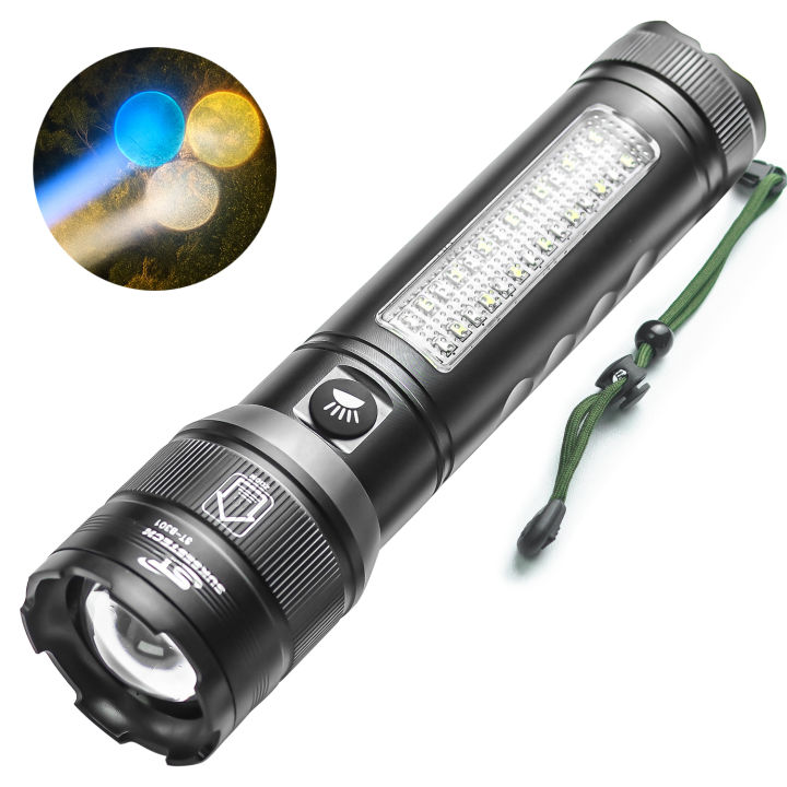 Senter Zoom In Out Premium Mode LED COB Aluminium Powerbank High