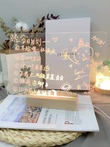 Acrylic message board luminous transparent board erasable note board desktop ornament ins writing board learning supplies