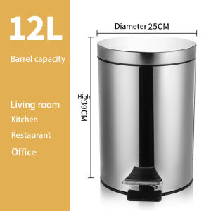 Stainless steel pedal trash can with lid and plastic bucket trash can household sanitary bucket