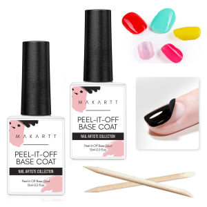 Makartt Peel Off Gel Base Coat for Gel Nail Polish 15ml Peelable Clear Foundation Takeoff Nail Practice Beginners2026