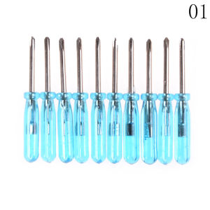 [Habilulu] 10pcs Plastic Handle Stubby Mini Pocket Cross Flathead Screwdriver Tool