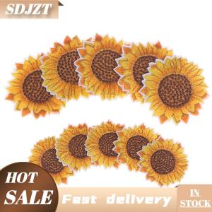 SDJZT 5 miếng thêu hoa hướng dương/sắt trên miếng đính quần áo thủ công tự làm