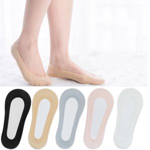 Ruizhijzg 5 pairs Anti Slip Sock Women Ice Silk Seamless invisible Silicone Thin Summer Ladies Sock Solid Color