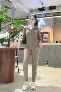 Set bộ Nhung Mũ Viền Sọc cao cấp cho nữ mặc thu đông - quanaohuyenanh [M14]