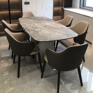 Light Luxury Slate Dining Table Chair Combination Modern Simple High-End Household Small Apartment Marble Dining Table Rectangular Dining Table
