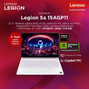 LENOVO LEGION 5 WHITE 15.3" WQXGA OLED 165HZ RYZEN AI 7 450 16GB RAM 1TB SSD RTX5070 12GB 3YRS 83Q60081SB