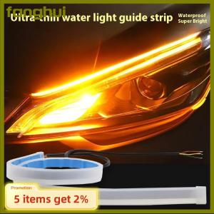 fanghui 2Pcs 30cm Car DRL Flexible Waterproof Headlight LED Strip Universal Auto Headlights Turn Signal Yellow Brake Flow Lights